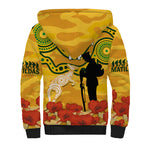 Custom Matildas ANZAC Day Sherpa Hoodie Lest We Forget Poppies Mix Camouflage Gold