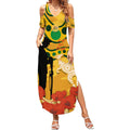 Custom Matildas ANZAC Day Summer Maxi Dress Lest We Forget Poppies Mix Camouflage Gold