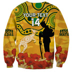 Custom Matildas ANZAC Day Sweatshirt Lest We Forget Poppies Mix Camouflage Gold