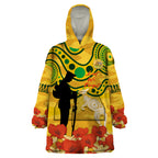 Custom Matildas ANZAC Day Wearable Blanket Hoodie Lest We Forget Poppies Mix Camouflage Gold