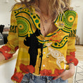 Custom Matildas ANZAC Day Women Casual Shirt Lest We Forget Poppies Mix Camouflage Gold