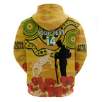 Custom Matildas ANZAC Day Zip Hoodie Lest We Forget Poppies Mix Camouflage Gold