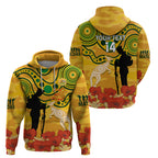 Custom Matildas ANZAC Day Zip Hoodie Lest We Forget Poppies Mix Camouflage Gold
