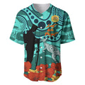Custom Matildas ANZAC Day Baseball Jersey Lest We Forget Poppies Mix Camouflage Turquoise