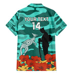 Custom Matildas ANZAC Day Family Matching Mermaid Dress and Hawaiian Shirt Lest We Forget Poppies Mix Camouflage Turquoise