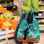 Matildas ANZAC Day Grocery Bag Lest We Forget Poppies Mix Camouflage Turquoise