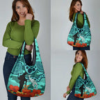 Matildas ANZAC Day Grocery Bag Lest We Forget Poppies Mix Camouflage Turquoise