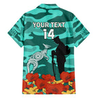 Custom Matildas ANZAC Day Hawaiian Shirt Lest We Forget Poppies Mix Camouflage Turquoise