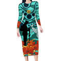 Custom Matildas ANZAC Day Long Sleeve Bodycon Dress Lest We Forget Poppies Mix Camouflage Turquoise