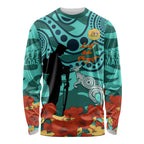 Custom Matildas ANZAC Day Long Sleeve Shirt Lest We Forget Poppies Mix Camouflage Turquoise