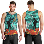 Custom Matildas ANZAC Day Men Tank Top Lest We Forget Poppies Mix Camouflage Turquoise