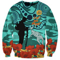 Custom Matildas ANZAC Day Sweatshirt Lest We Forget Poppies Mix Camouflage Turquoise