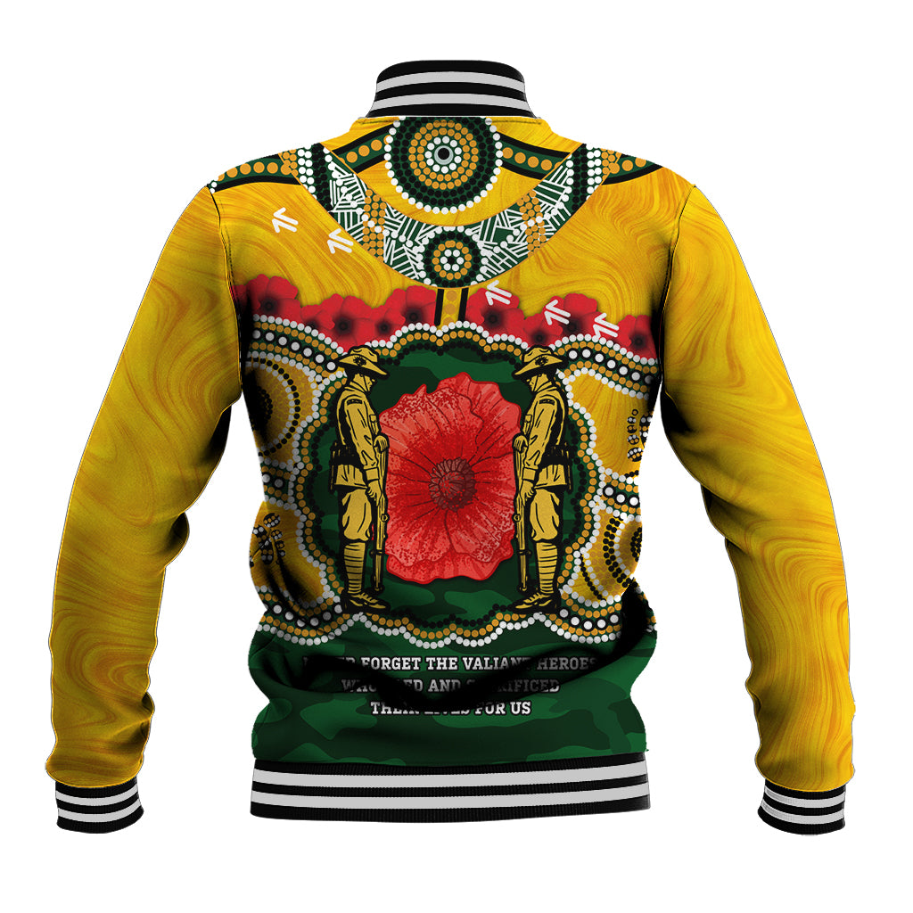 Matildas ANZAC Day 2024 Baseball Jacket Australian Army We Will Remember Them Aboriginal Art