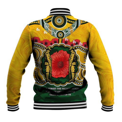 Matildas ANZAC Day 2024 Baseball Jacket Australian Army We Will Remember Them Aboriginal Art