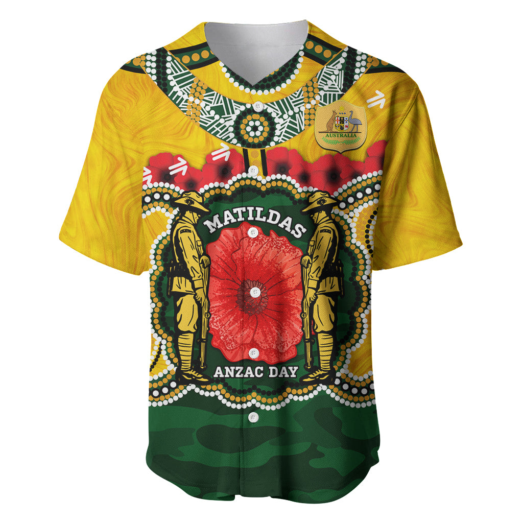 Matildas ANZAC Day 2024 Baseball Jersey Australian Army We Will Remember Them Aboriginal Art