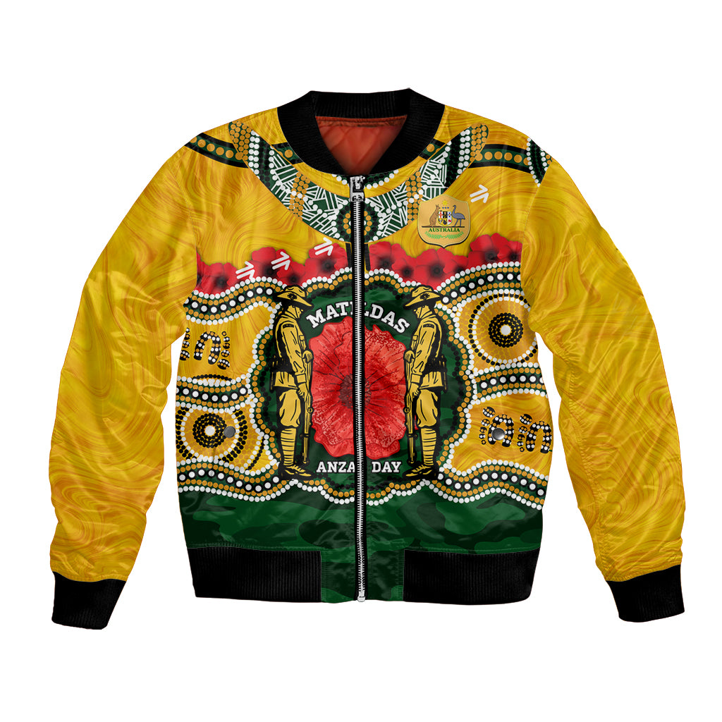 Matildas ANZAC Day 2024 Bomber Jacket Australian Army We Will Remember Them Aboriginal Art