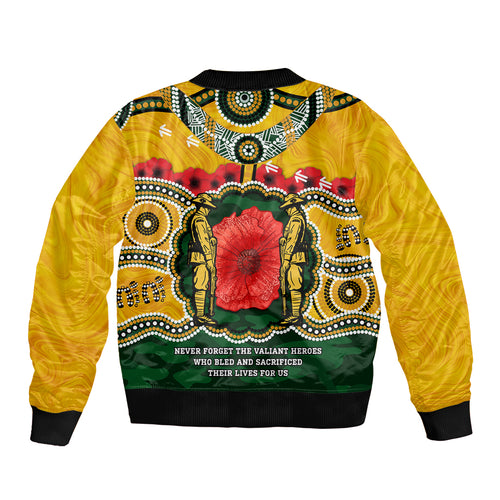 Matildas ANZAC Day 2024 Bomber Jacket Australian Army We Will Remember Them Aboriginal Art