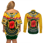Matildas ANZAC Day 2024 Couples Matching Off Shoulder Short Dress and Long Sleeve Button Shirt Australian Army We Will Remember Them Aboriginal Art