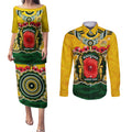 Matildas ANZAC Day 2024 Couples Matching Puletasi and Long Sleeve Button Shirt Australian Army We Will Remember Them Aboriginal Art