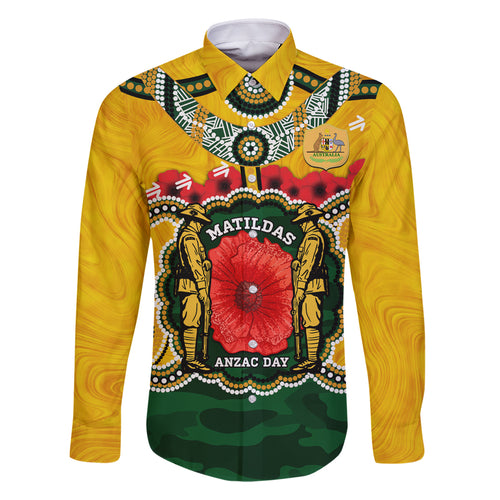 Matildas ANZAC Day 2024 Family Matching Mermaid Dress and Hawaiian Shirt Australian Army We Will Remember Them Aboriginal Art