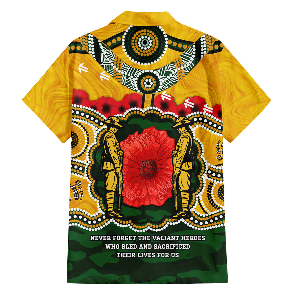 Matildas ANZAC Day 2024 Family Matching Off Shoulder Long Sleeve Dress and Hawaiian Shirt Australian Army We Will Remember Them Aboriginal Art