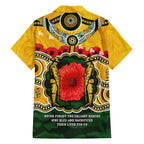 Matildas ANZAC Day 2024 Family Matching Off Shoulder Short Dress and Hawaiian Shirt Australian Army We Will Remember Them Aboriginal Art