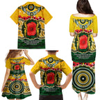 Matildas ANZAC Day 2024 Family Matching Puletasi and Hawaiian Shirt Australian Army We Will Remember Them Aboriginal Art