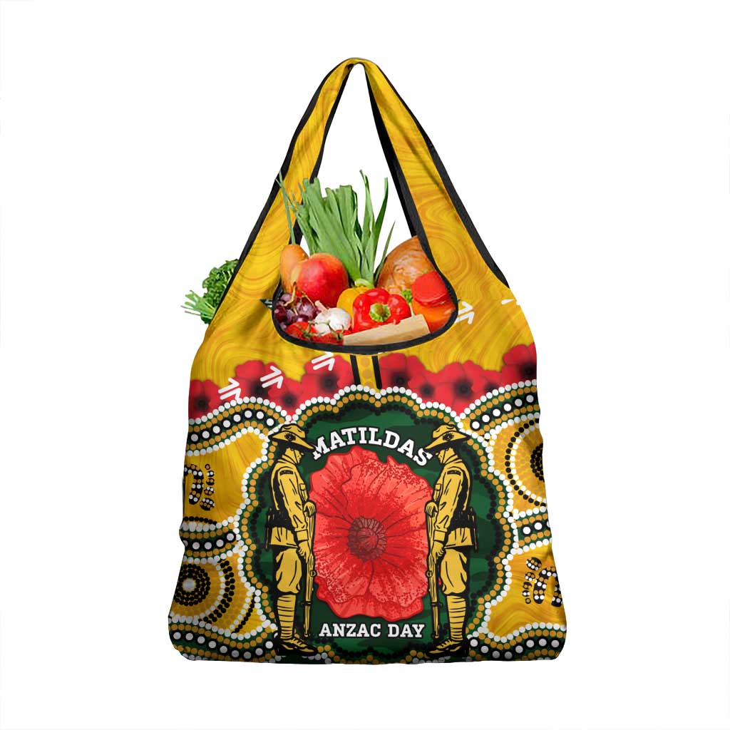 Matildas ANZAC Day Grocery Bag Australian Army We Will Remember Them Aboriginal Art