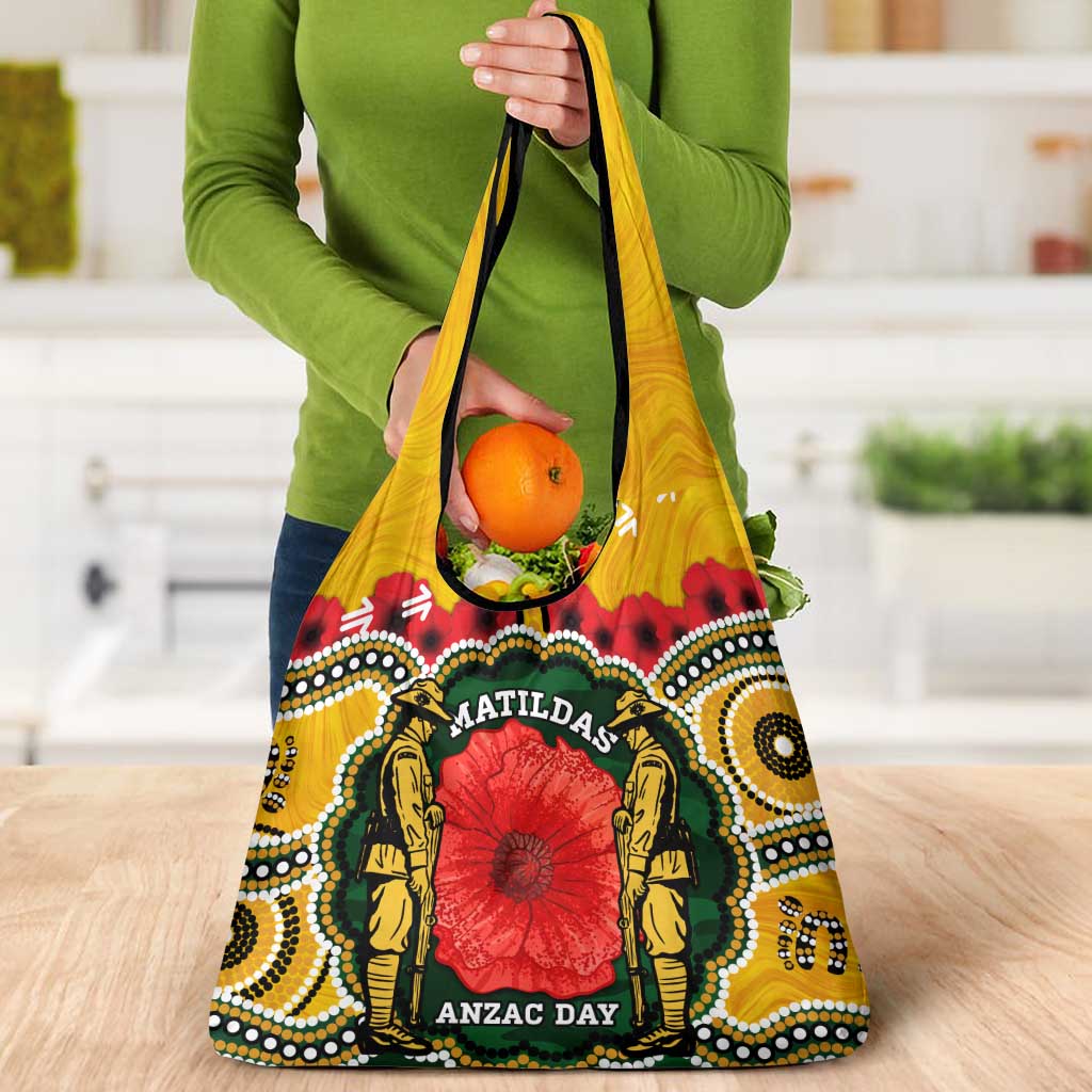 Matildas ANZAC Day Grocery Bag Australian Army We Will Remember Them Aboriginal Art