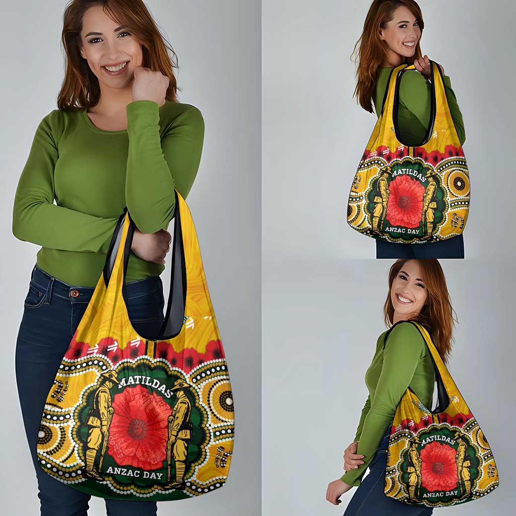 Matildas ANZAC Day Grocery Bag Australian Army We Will Remember Them Aboriginal Art