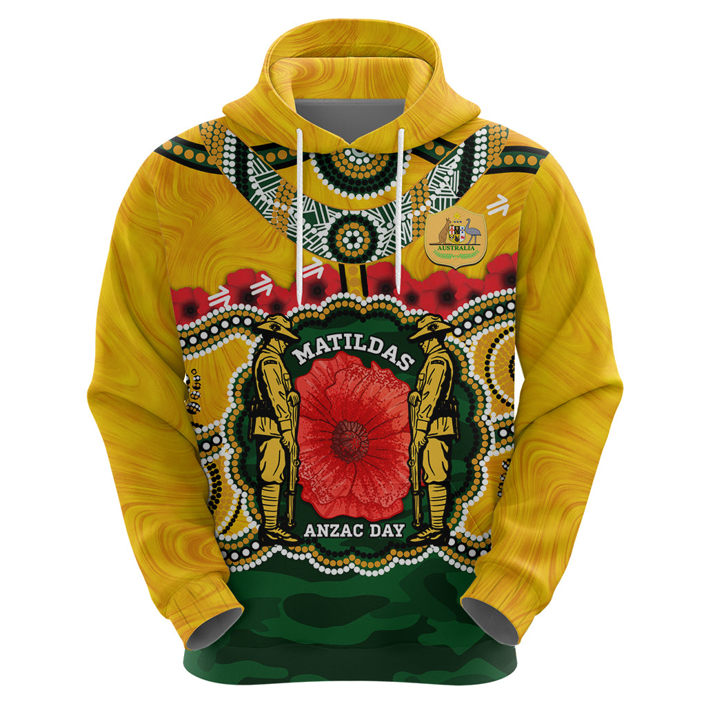 Matildas ANZAC Day 2024 Hoodie Australian Army We Will Remember Them Aboriginal Art