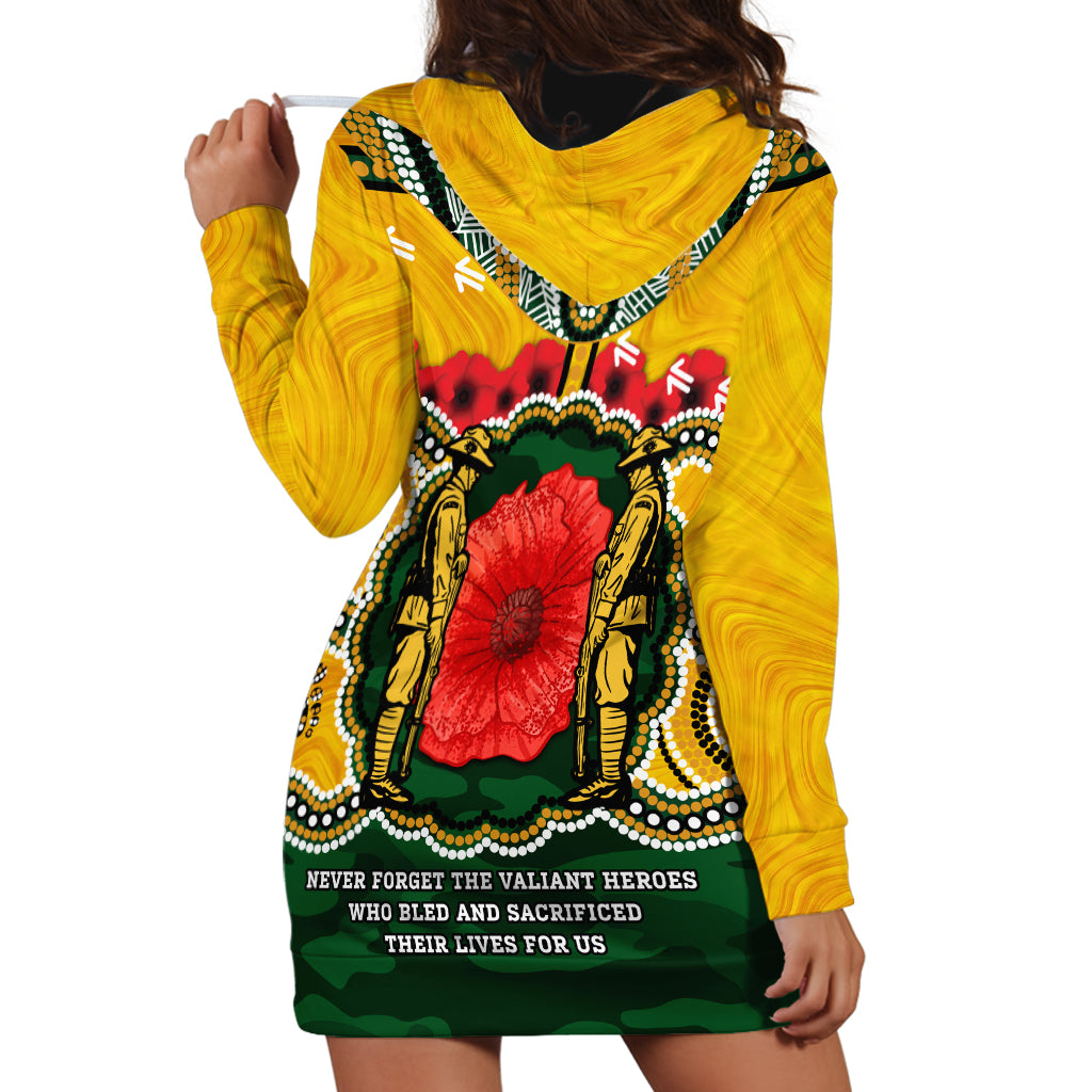 Matildas ANZAC Day 2024 Hoodie Dress Australian Army We Will Remember Them Aboriginal Art