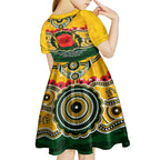 Matildas ANZAC Day 2024 Kid Short Sleeve Dress Australian Army We Will Remember Them Aboriginal Art