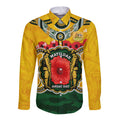 Matildas ANZAC Day 2024 Long Sleeve Button Shirt Australian Army We Will Remember Them Aboriginal Art