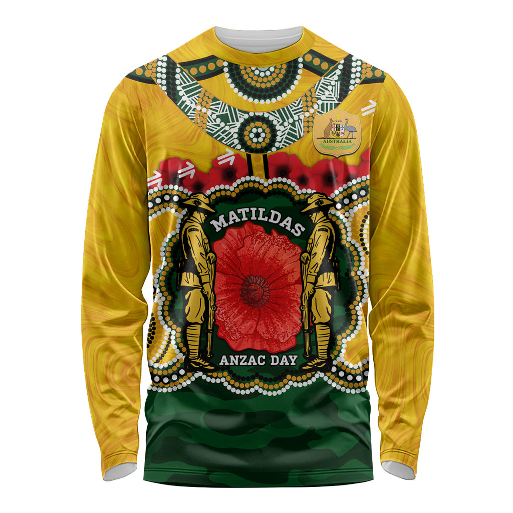 Matildas ANZAC Day 2024 Long Sleeve Shirt Australian Army We Will Remember Them Aboriginal Art