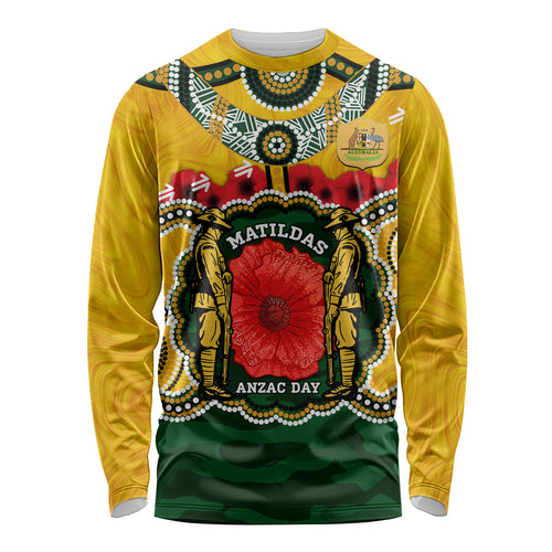 Matildas ANZAC Day 2024 Long Sleeve Shirt Australian Army We Will Remember Them Aboriginal Art