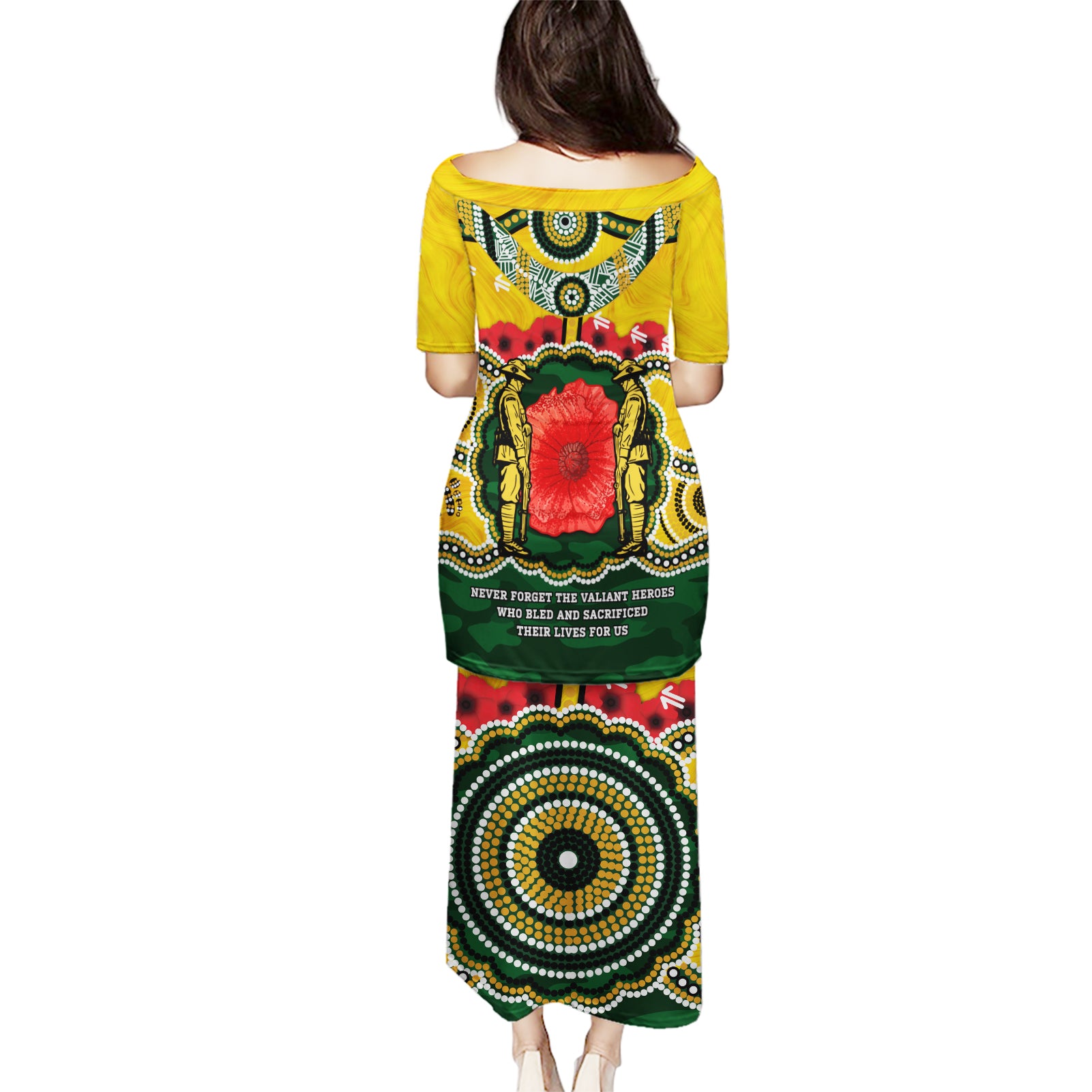 Matildas ANZAC Day 2024 Puletasi Australian Army We Will Remember Them Aboriginal Art
