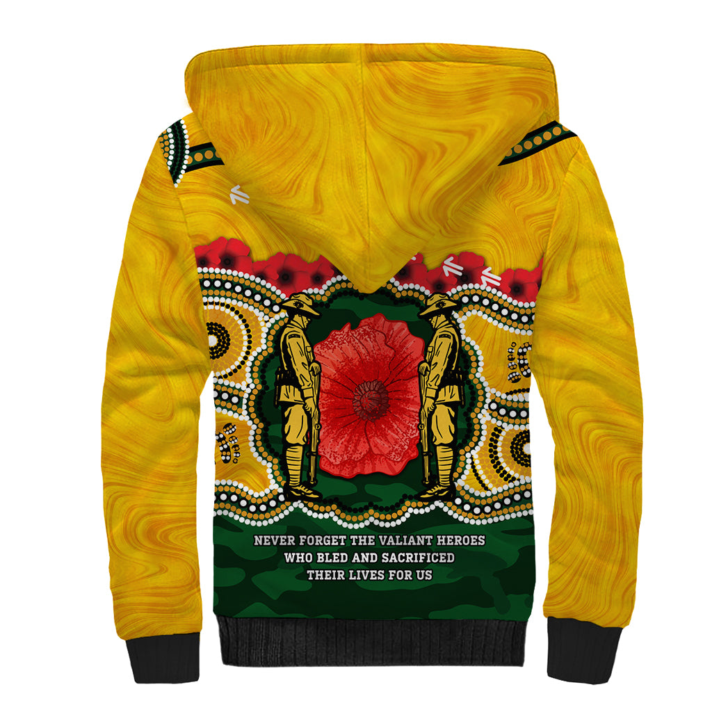 Matildas ANZAC Day 2024 Sherpa Hoodie Australian Army We Will Remember Them Aboriginal Art