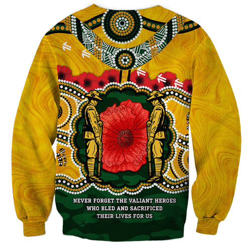 Matildas ANZAC Day 2024 Sweatshirt Australian Army We Will Remember Them Aboriginal Art