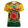 Matildas ANZAC Day 2024 Women V Neck T Shirt Australian Army We Will Remember Them Aboriginal Art