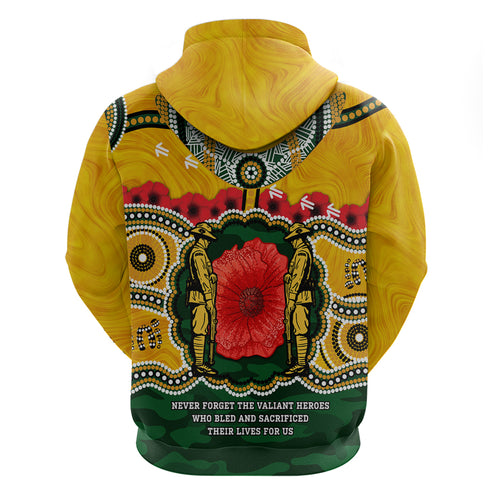 Matildas ANZAC Day 2024 Zip Hoodie Australian Army We Will Remember Them Aboriginal Art