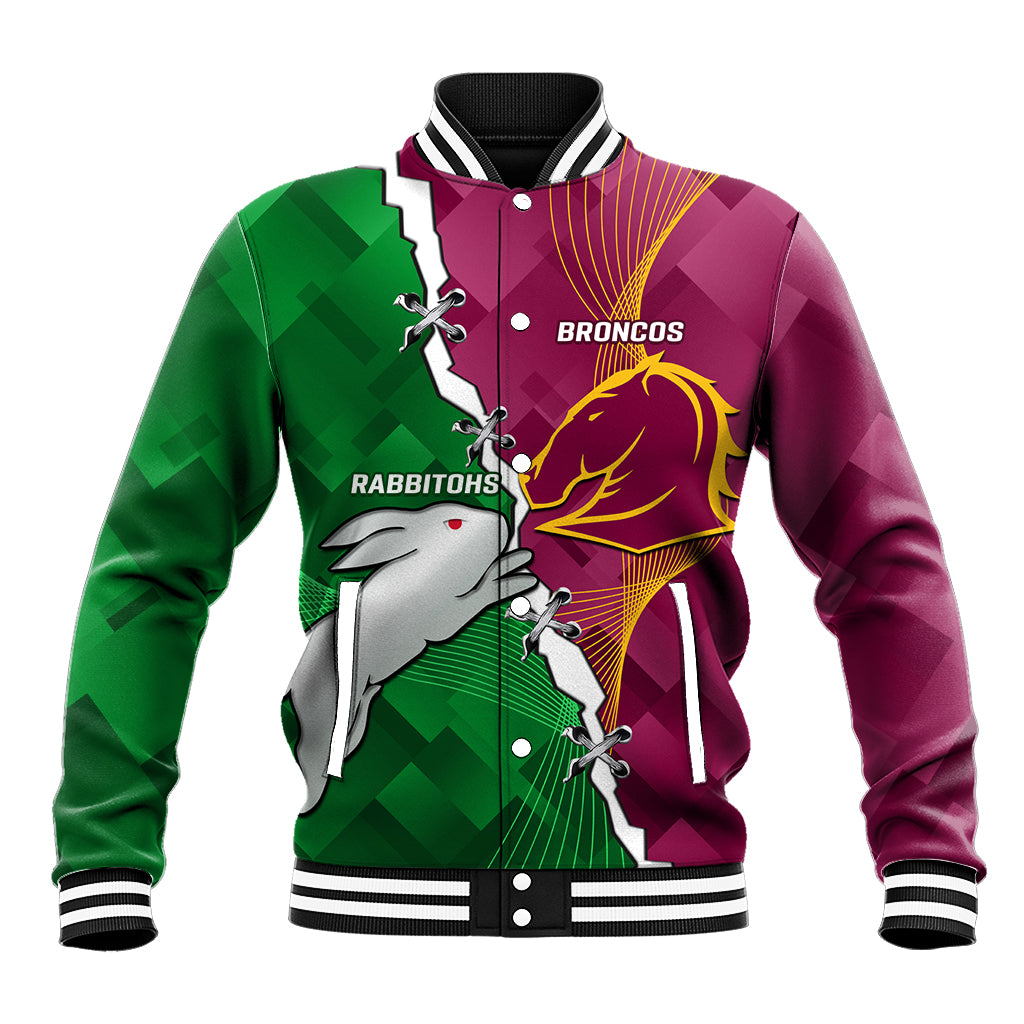 Personalised Broncos And Rabbitohs Baseball Jacket 2024 Together Dynamic Style