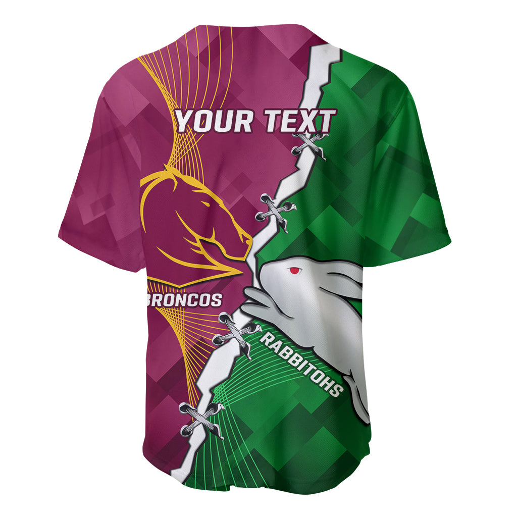 Personalised Broncos And Rabbitohs Baseball Jersey 2024 Together Dynamic Style