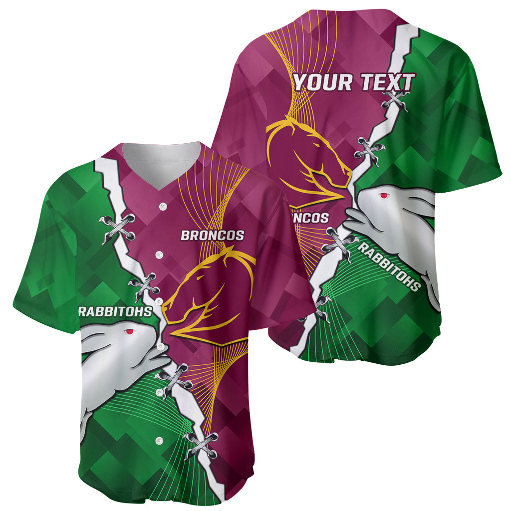 Personalised Broncos And Rabbitohs Baseball Jersey 2024 Together Dynamic Style