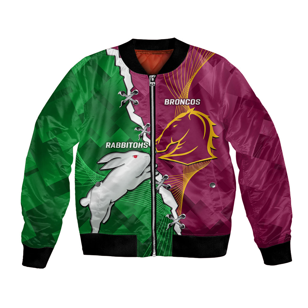 Personalised Broncos And Rabbitohs Bomber Jacket 2024 Together Dynamic Style