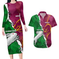 Personalised Broncos And Rabbitohs Couples Matching Long Sleeve Bodycon Dress and Hawaiian Shirt 2024 Together Dynamic Style