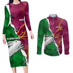 Personalised Broncos And Rabbitohs Couples Matching Long Sleeve Bodycon Dress and Long Sleeve Button Shirt 2024 Together Dynamic Style