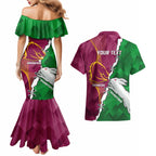 Personalised Broncos And Rabbitohs Couples Matching Mermaid Dress and Hawaiian Shirt 2024 Together Dynamic Style
