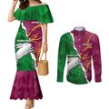 Personalised Broncos And Rabbitohs Couples Matching Mermaid Dress and Long Sleeve Button Shirt 2024 Together Dynamic Style