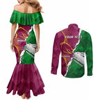 Personalised Broncos And Rabbitohs Couples Matching Mermaid Dress and Long Sleeve Button Shirt 2024 Together Dynamic Style